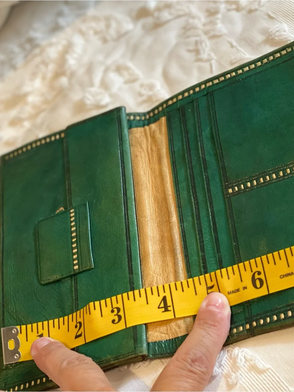 Vintage embossed Green Embossed Leather Wallet